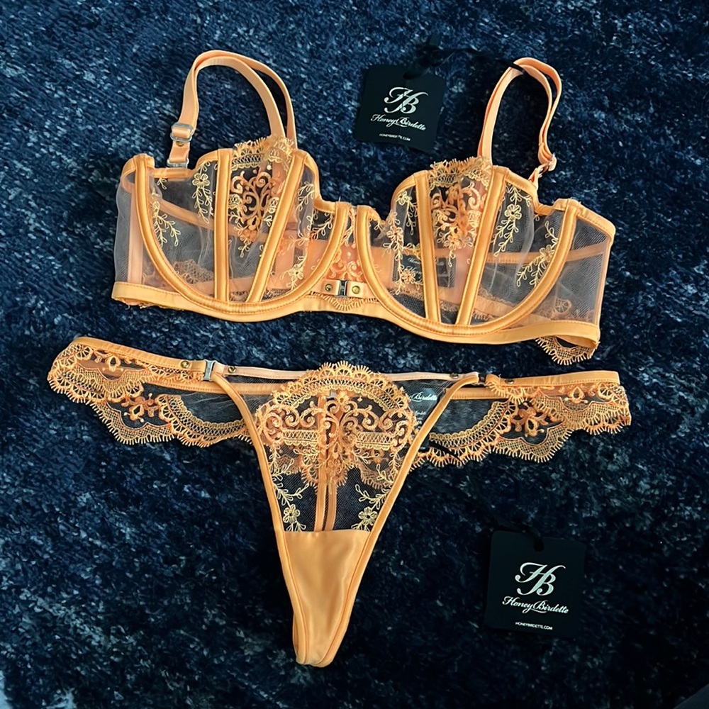 Honey Birdette Mango Bra and Thong Set NWT